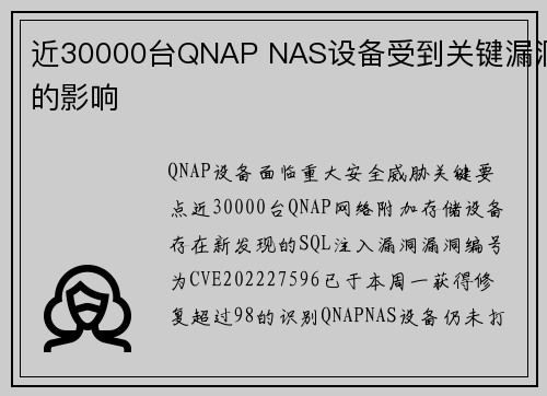 近30000台QNAP NAS设备受到关键漏洞的影响 